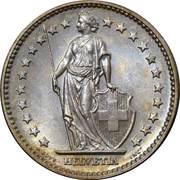 2 Francs Helvetia standing; copper-nickel obverse image