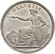 5 Francs Helvetia seated; trial; zinc obverse image
