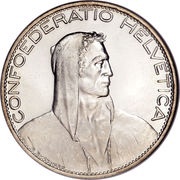5 Francs Herdsman; silver; large type; 5 FR. obverse image
