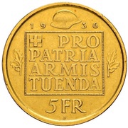5 Francs War bond, Switzerland, 1936 reverse image