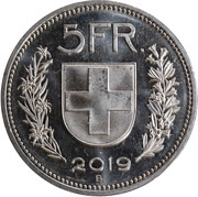 5 Francs Herdsman; copper-nickel; embossed edge reverse image