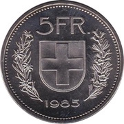 5 Francs Herdsman; copper-nickel; incuse edge reverse image