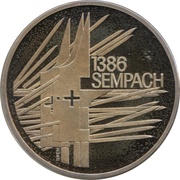 5 Francs Battle of Sempach, Switzerland, 1986 reverse image
