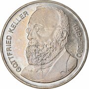 5 Francs Gottfried Keller, Switzerland, 1990 reverse image