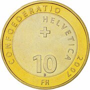 10 Francs Alpine ibex obverse image