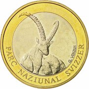 10 Francs Alpine ibex, Switzerland, 2007 reverse image