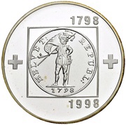 20 Francs Helvetic Republic; trial, Switzerland, 1998 reverse image