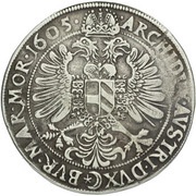 1 Thaler - Rudolf II Joachimsthal, Bohemia, 1602-1609 reverse image