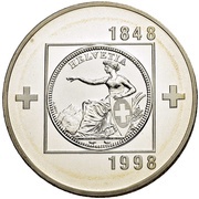20 Francs Federal constitution; trial, Switzerland, 1998 reverse image