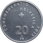 20 Francs Swiss wrestling obverse image