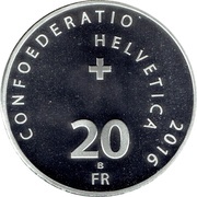 20 Francs Gotthard Base Tunnel obverse image