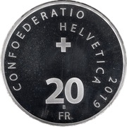 20 Francs Human landing on the Moon obverse image