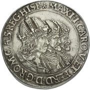 2 Thalers - Matthias II Three emperors, Bohemia, 1612-1619 reverse image