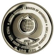 100 Baht - Rama IX World Bank Group, Thailand, 1991 reverse image