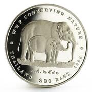 200 Baht - Rama IX WWF - Elephants, Thailand, 1998 reverse image
