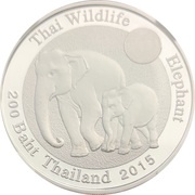 200 Baht - Rama IX Thai Wildlife - Elephant, Thailand, 2015 reverse image