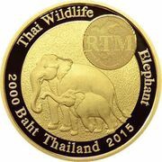 2000 Baht - Rama IX Thai Wildlife - Elephant, Thailand, 2015 reverse image
