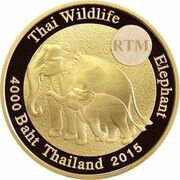 4000 Baht - Rama IX Thai Wildlife - Elephant, Thailand, 2015 reverse image