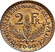 2 Francs Territoires sous mandat reverse image