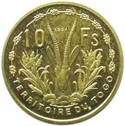 10 Francs Union française Essai, Togo, 1956 reverse image