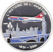 1000 Francs CFA Caravelle SE-210, Togo, 2002 reverse image