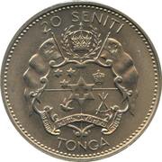 20 Seniti - Taufa'ahau Toupou IV Coronation, Tonga, 1967 reverse image