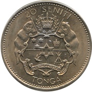20 Seniti - Taufa'ahau Tupou IV, Tonga, 1968-1974 reverse image