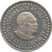 50 Seniti - Taufa'ahau Tupou IV Coronation - countermarked obverse image