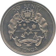 50 Seniti - Taufa'ahau Tupou IV Coronation - countermarked, Tonga, 1967 reverse image