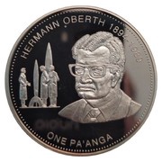 1 Pa'anga - Taufa'ahau Toupou IV Hermann Oberth reverse image