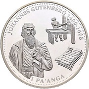 1 Pa'anga - Taufa'ahau Tupou IV Johannes Gutenberg, Tonga, 1993 reverse image