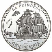 1 Pa'anga - Taufa'ahau Tupou IV "La Princesa", Tonga, 1993-1994 reverse image
