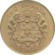 2 Pa'anga - Taufa'ahau Tupou IV Countermarked - INVESTITURE reverse image