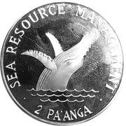 2 Pa'anga - Taufa'ahau Tupou IV Humpback Whale; Silver Proof issue, Tonga, 1979 reverse image