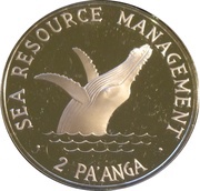 2 Pa'anga - Taufa'ahau Tupou IV Humpback Whale, Tonga, 1980 reverse image