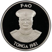 2 Pa'anga - Tāufaʻahau Tupou IV FAO; silver proof obverse image