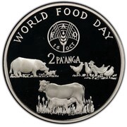 2 Pa'anga - Tāufaʻahau Tupou IV FAO; silver proof, Tonga, 1981 reverse image