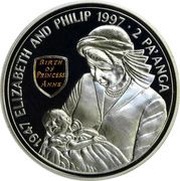 2 Pa'anga - Tāufaʻahau Tupou IV Golden Wedding, Tonga, 1997 reverse image