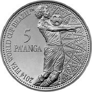 5 Pa'anga 2014 FIFA World Cup Brazil, Tonga, 2013 reverse image