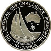 10 Pa'anga - Taufa’ahau Tupou IV Sailboats with Australian map, Tonga, 1987 reverse image