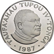 10 Pa'anga - Taufa’ahau Tupou IV Sailboat with national flags; Palladium Proof issue obverse image