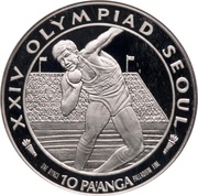 10 Pa'anga - Taufa’ahau Tupou IV Shot Putter reverse image