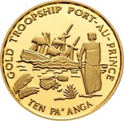 10 Pa'anga - Taufa'ahau Tupou IV Destruction of the English Privateer 'Port-au-Prince', Tonga, 1998 reverse image