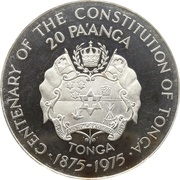 20 Pa'anga - Taufa'ahau Tupou IV Monarchs since 1875, Tonga, 1975 reverse image
