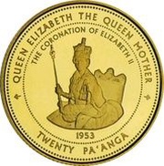20 Pa'anga - Taufa'ahau Tupou IV Coronation of Queen Elizabeth II, Tonga, 1999 reverse image