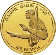 100 Pa'anga - Taufa'ahau Tupou IV Olympic Games, Tonga, 1993 reverse image