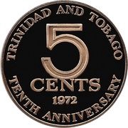 5 Cents - Elizabeth II Independence, Trinidad and Tobago, 1972 reverse image