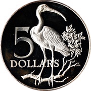 5 Dollars Silver Proof issue, Trinidad and Tobago, 1976-1984 reverse image
