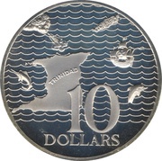 10 Dollars - Elizabeth II Silver Issue, Trinidad and Tobago, 1973-1975 reverse image