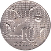 10 Dollars - Elizabeth II, Trinidad and Tobago, 1974-1975 reverse image